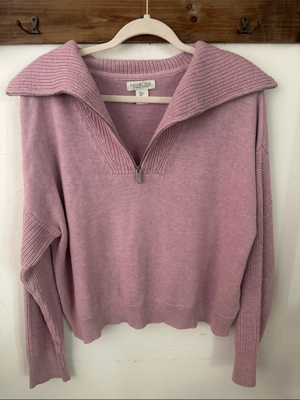 Rachel Zoe Dusty Rose Half-Zip Cowl Sweater